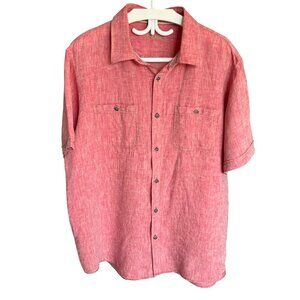PAOLETTI 100% Linen Shirt Short Sleeve Button Down Pink Men's Size XXL